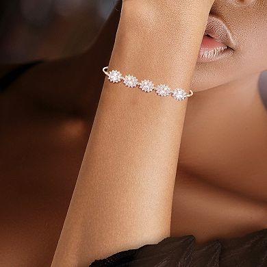 14k Rose Gold Over Silver Lab-Created Morganite & White Sapphire Bracelet