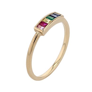 10k Gold Lab-Created Multi-Gemstone Ring