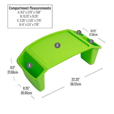 Mind Reader Sprout Collection Portable Desk / Breakfast Tray with Side Storage Pockets