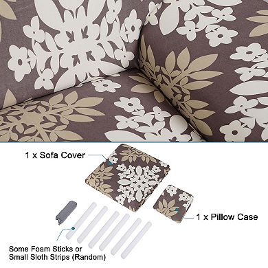 Printed Stretch Sofa Cover With One Free Pillowcase, Large