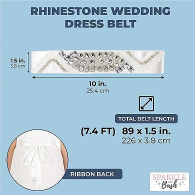 Sparkle and Bash Rhinestone Jeweled Bridal Wedding Dress Belt (89 x 1.5 In)