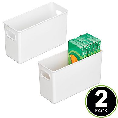 mDesign Plastic Storage Bin with Handles for Home Office, 2 Pack