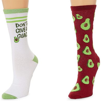 Zodaca Avocado Socks for Men and Women, Novelty Sock Set (One Size, 2 Pairs)