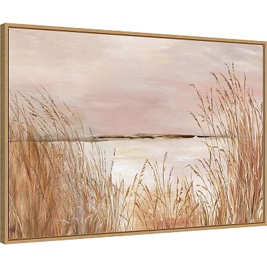 Amanti Art Golden Pink Beach Framed Canvas Wall Art