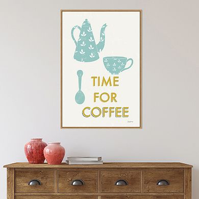Amanti Art "Time for Coffee" Retro Kitchen Coffee III Framed Canvas Wall Art