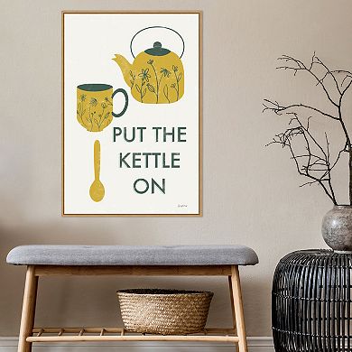 Amanti Art "Put the Kettle On" Retro Kitchen Tea IV Framed Canvas Wall Art