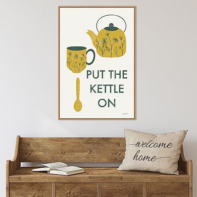 Amanti Art "Put the Kettle On" Retro Kitchen Tea IV Framed Canvas Wall Art
