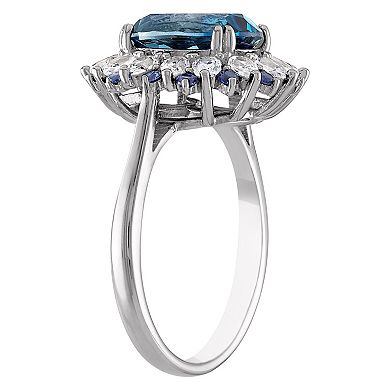 Designs by Gioelli Sterling Silver London Blue Topaz & Lab-Created Sapphire Ring