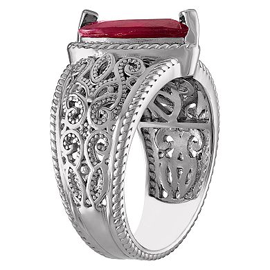 Designs by Gioelli Sterling Silver Ruby & Diamond Accent Filigree Ring