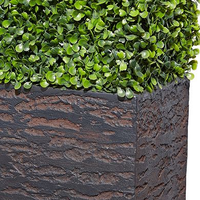 Stella & Eve Artificial Foliage Tall Topiary with Realistic Leaves and Black Cement Planter Box