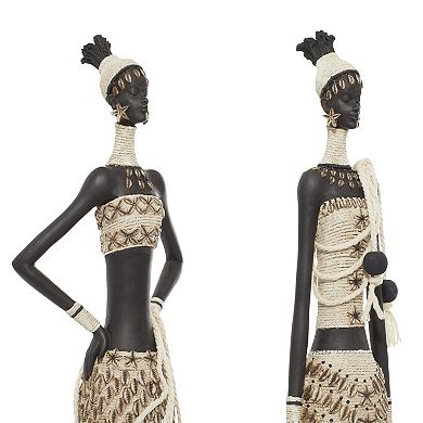 Stella & Eve Polystone Standing African Sculpture with Intricate Details
