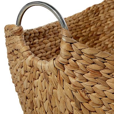 Stella & Eve Seagrass Handmade WStella & Eve Seagrass Handmade Woven Storage Basket 4-Piece Setoven Storage Basket with Metal Handles