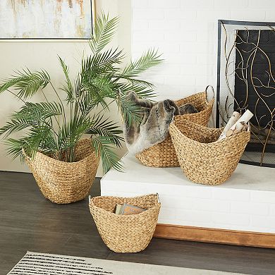 Stella & Eve Seagrass Handmade WStella & Eve Seagrass Handmade Woven Storage Basket 4-Piece Setoven Storage Basket with Metal Handles