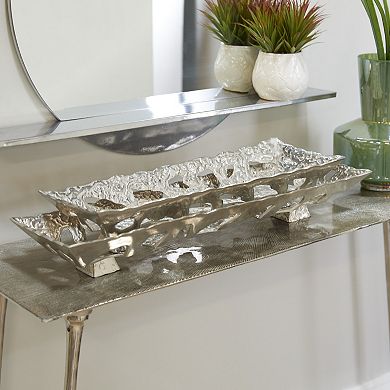 Stella & Eve Silver Aluminum Tray 2-Piece Set