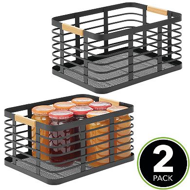 mDesign Metal Wire Rustic Food Storage Bin Basket - 2 Pack