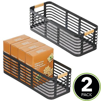 mDesign Metal Wire Slim Rustic Food Storage Bin Basket - 2 Pack