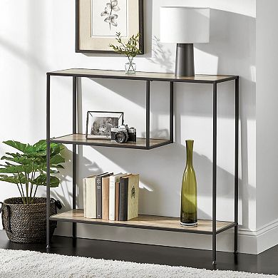 mDesign Modern Metal and Wood Console Table with Shelf