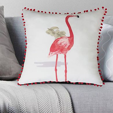 Harper Lane Flamingo Pom Pom Decorative Pillow