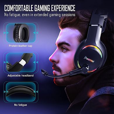 Gaming Headset With Mic For Ps5 Ps4 Xbox Series X/s Switch Pc, Wired 3.5mm Rgb