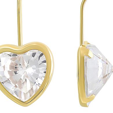 Taylor Grace 10K Gold Heart Cubic Zirconia Wire Earrings