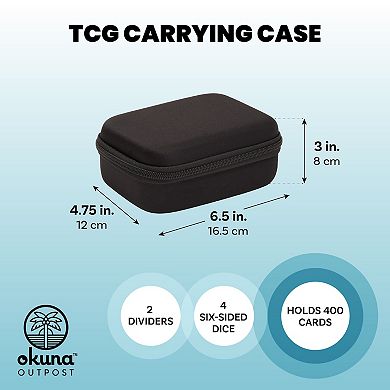Okuna Outpost TCG Trading Card Carrying Case, 2 Dividers, 4 Slots, 2 Game Mats, 4 Dice (Black)