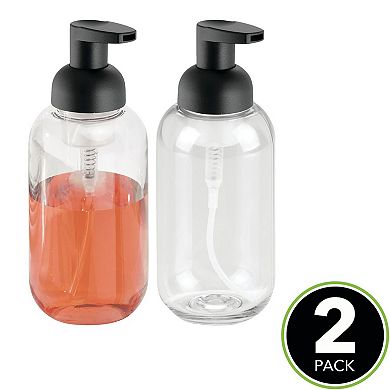 mDesign Refillable Foaming Soap Dispenser Pump Bottle, 2 Pack, Clear/Bronze