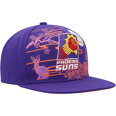 Men's Mitchell & Ness Purple Phoenix Suns Hardwood Classics Asian Heritage Scenic Snapback Hat