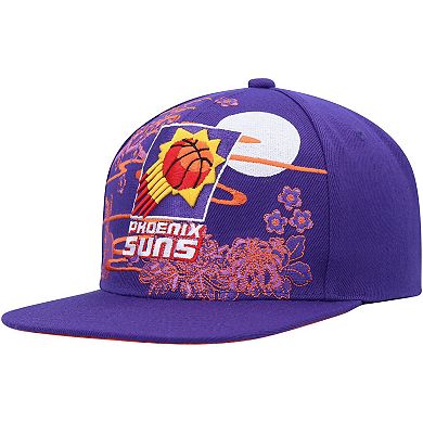 Men's Mitchell & Ness Purple Phoenix Suns Hardwood Classics Asian Heritage Scenic Snapback Hat