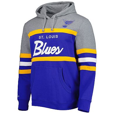 Men's Mitchell & Ness Blue/Heather Gray St. Louis Blues Head Coach Pullover Hoodie