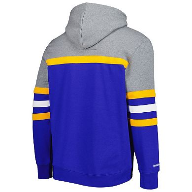 Men's Mitchell & Ness Blue/Heather Gray St. Louis Blues Head Coach Pullover Hoodie