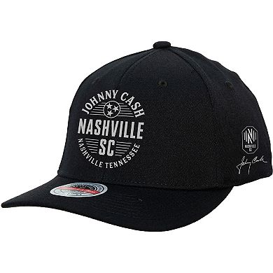 Men's Mitchell & Ness Black Nashville SC x Johnny Cash Adjustable Hat