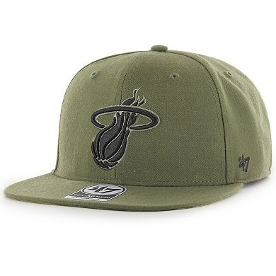 Men's '47 Olive Miami Heat Ballpark Camo Captain Snapback Hat