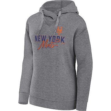 Women's Fanatics Branded Heather Gray New York Mets Script Favorite Pullover Hoodie