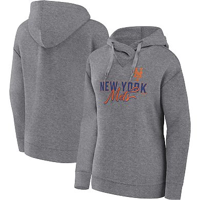 Women's Fanatics Branded Heather Gray New York Mets Script Favorite Pullover Hoodie