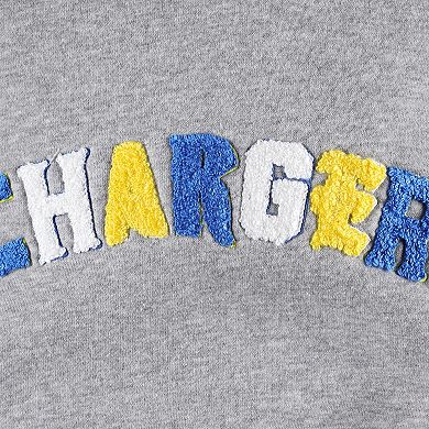 Women's The Wild Collective Gray Los Angeles Chargers Cropped Pullover Hoodie