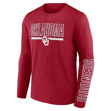 Men's Fanatics Branded Crimson Oklahoma Sooners Modern Two-Hit Long Sleeve T-Shirt