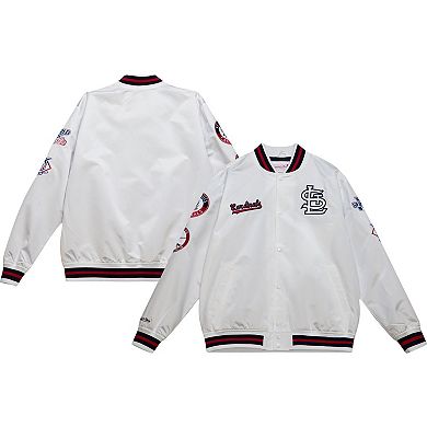 Men's Mitchell & Ness White St. Louis Cardinals City Collection Satin Full-Snap Varsity Jacket