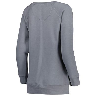 Women's Pressbox Gray North Carolina Tar Heels Pinehurst Chenille Raglan Pullover Sweatshirt