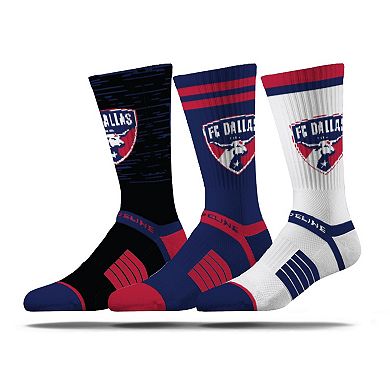 Men's Strideline FC Dallas Premium 3-Pack Knit Crew Socks Set