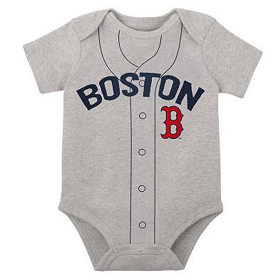 Infant White/Heather Gray Boston Red Sox Two-Pack Little Slugger Bodysuit Set