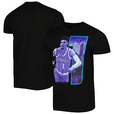 Unisex Stadium Essentials LaMelo Ball Black Charlotte Hornets Player Skyline T-Shirt