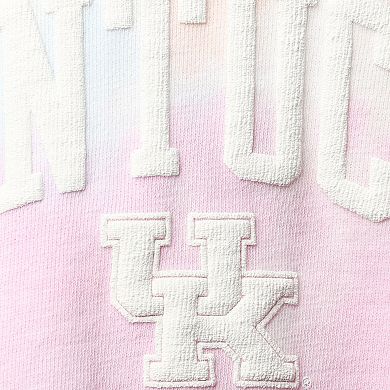 Women's League Collegiate Wear Pink/White Kentucky Wildcats Tie-Dye Cropped Pullover Hoodie