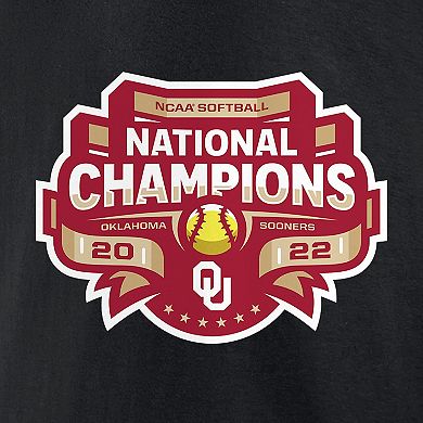 Women's Fanatics Branded Black Oklahoma Sooners 2022 NCAA Softball Women's College World Series Champions Strike V-Neck T-Shirt