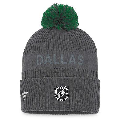 Men's Fanatics Branded Charcoal Dallas Stars Authentic Pro Home Ice Cuffed Knit Hat with Pom