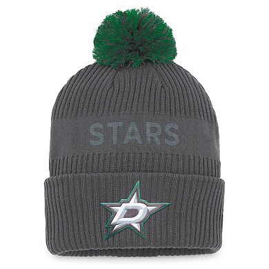 Men's Fanatics Branded Charcoal Dallas Stars Authentic Pro Home Ice Cuffed Knit Hat with Pom