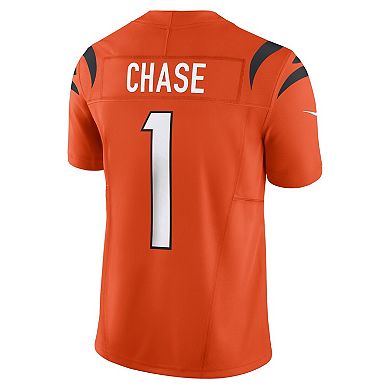 Men's Nike Ja'Marr Chase Orange Cincinnati Bengals Vapor F.U.S.E. Limited Alternate 1 Jersey