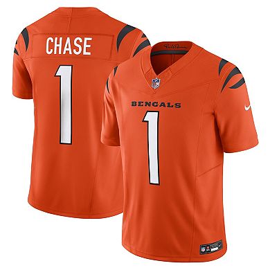 Men's Nike Ja'Marr Chase Orange Cincinnati Bengals Vapor F.U.S.E. Limited Alternate 1 Jersey