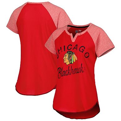 Women's Starter Red Chicago Blackhawks Grand Slam Raglan Notch Neck T-Shirt