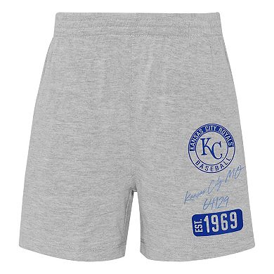 Infant Light Blue/Heather Gray Kansas City Royals Ground Out Baller Raglan T-Shirt and Shorts Set