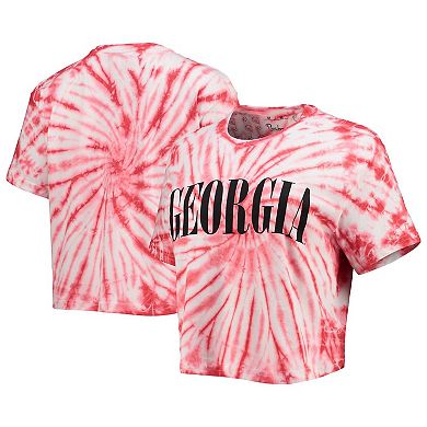 Women's Pressbox Red Georgia Bulldogs Showtime Tie-Dye Crop T-Shirt